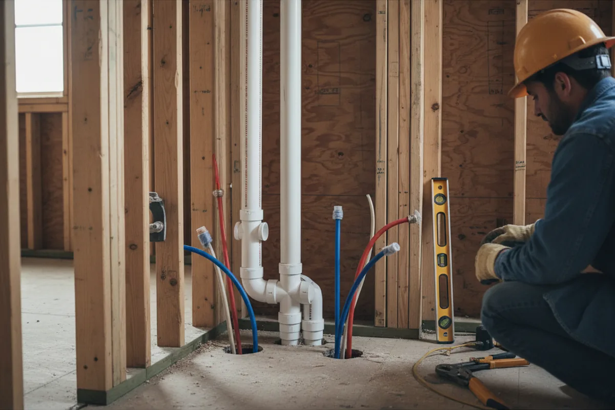 Drain and supply rough-in during Drain Cleaning in Pen Argyl