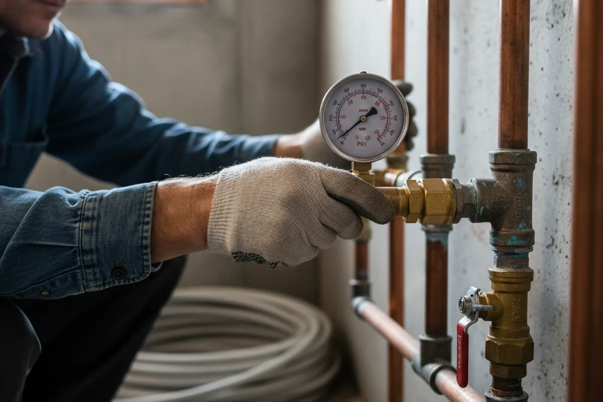 Pressure testing a repaired line during Water Line Repair in Pen Argyl